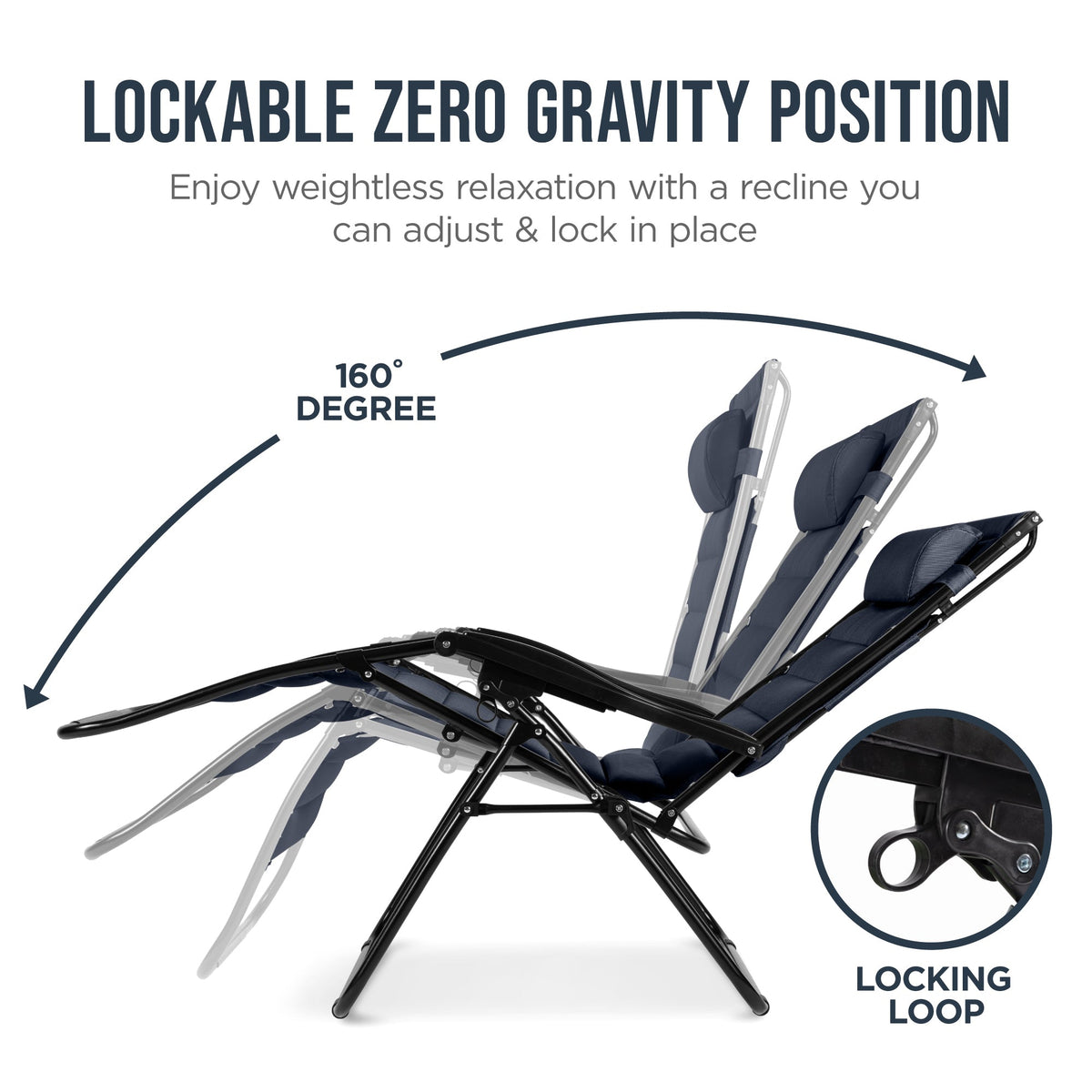 Oversized Padded Zero Gravity Chair w/ Canopy Headrest Cup Holder Side Tray