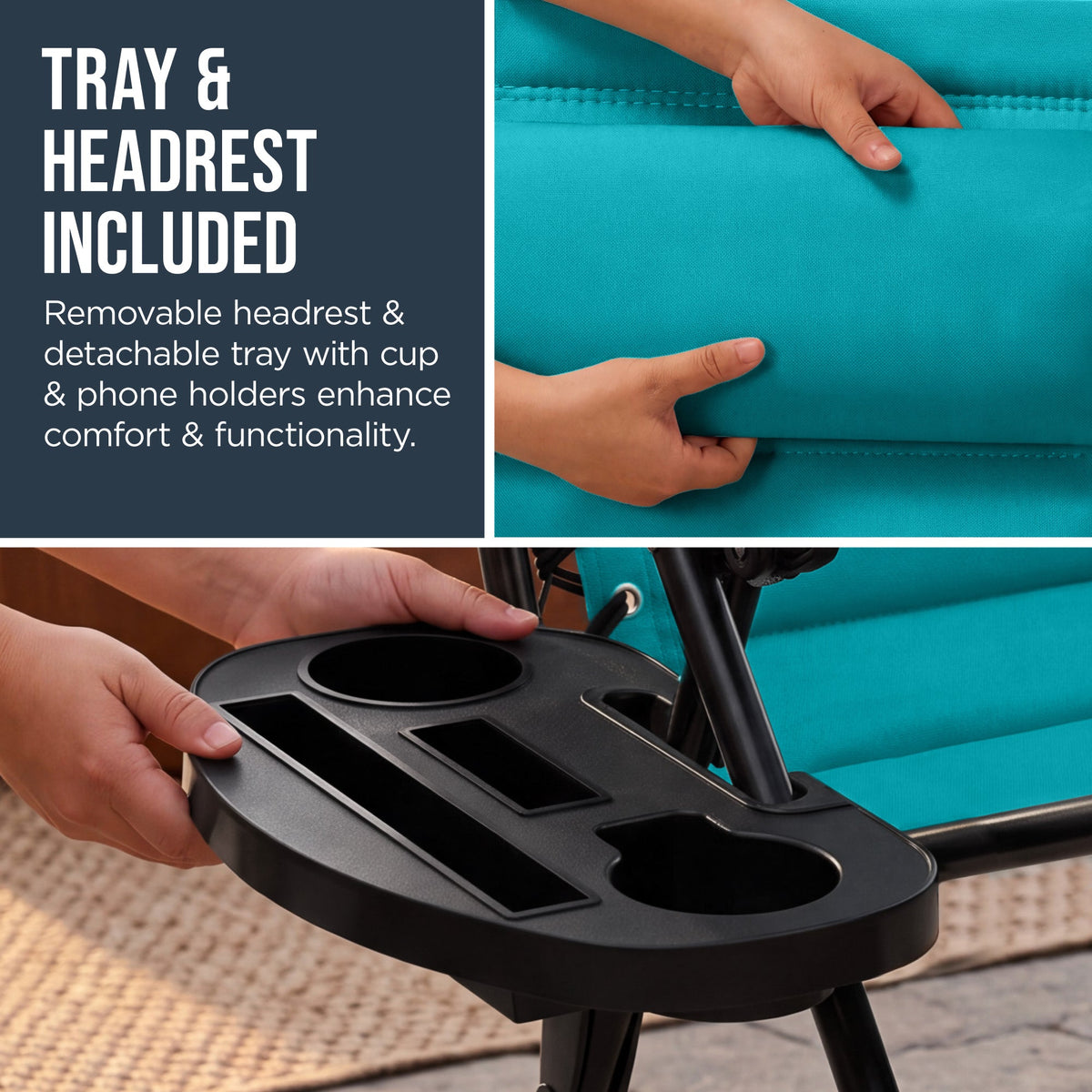 Oversized Padded Zero Gravity Chair w/ Canopy Headrest Cup Holder Side Tray