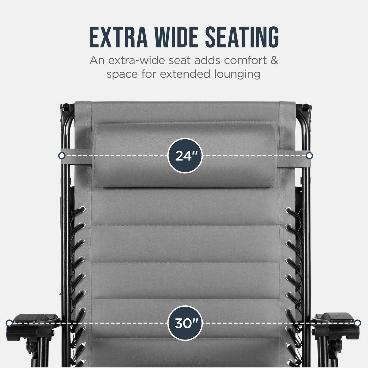 Oversized Padded Zero Gravity Chair w/ Canopy Headrest Cup Holder Side Tray