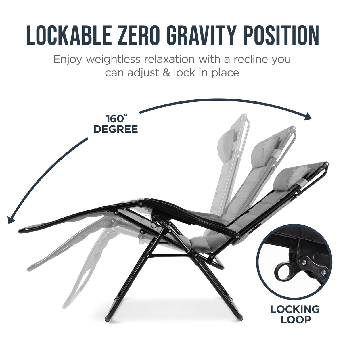 Oversized Padded Zero Gravity Chair w/ Canopy Headrest Cup Holder Side Tray