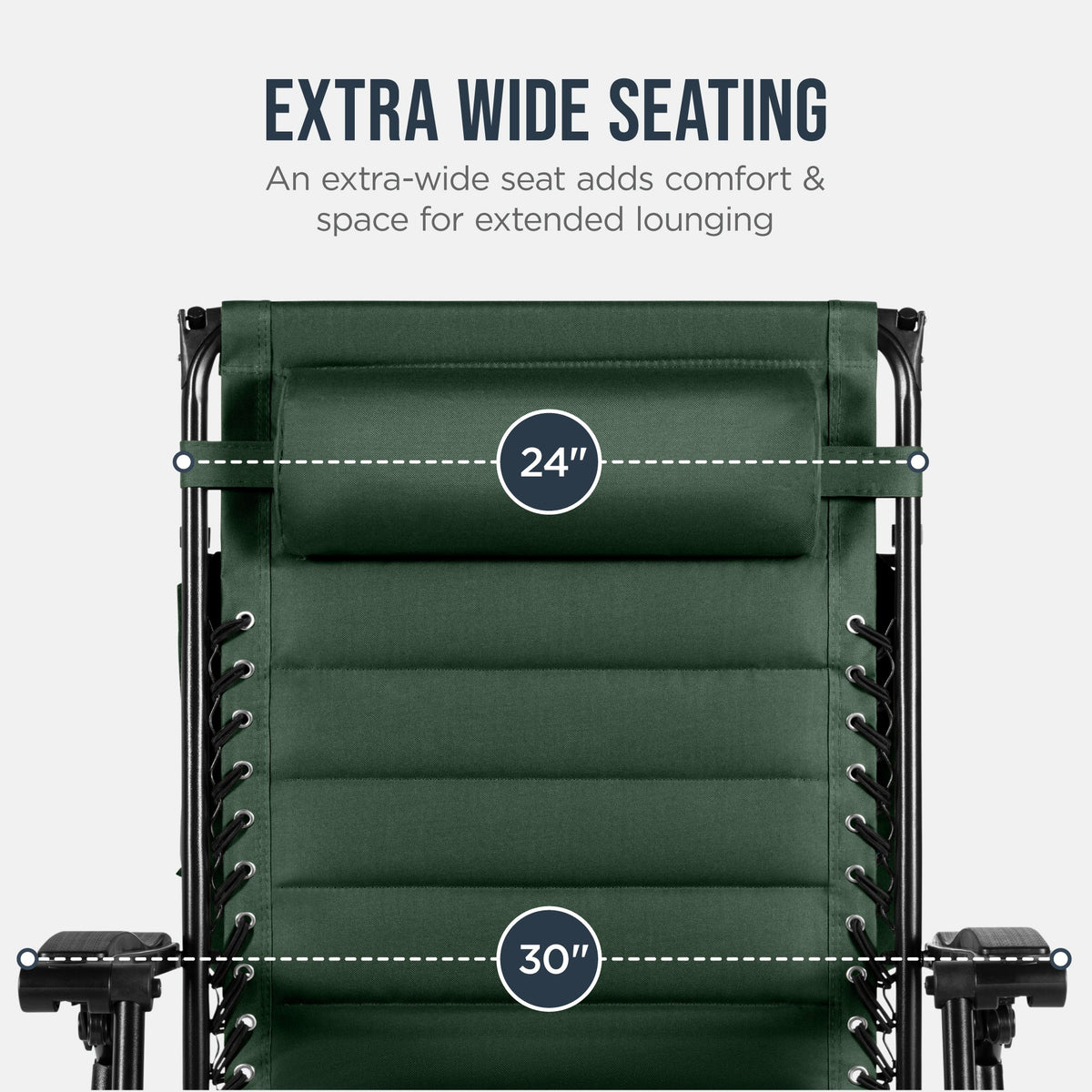 Oversized Padded Zero Gravity Chair w/ Canopy Headrest Cup Holder Side Tray