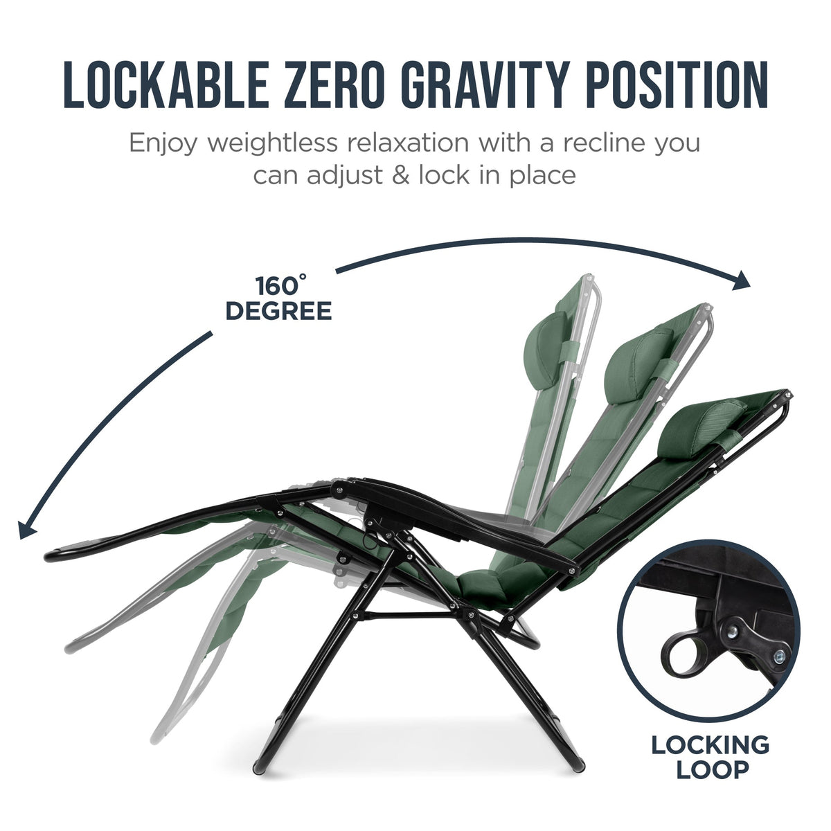 Oversized Padded Zero Gravity Chair w/ Canopy Headrest Cup Holder Side Tray