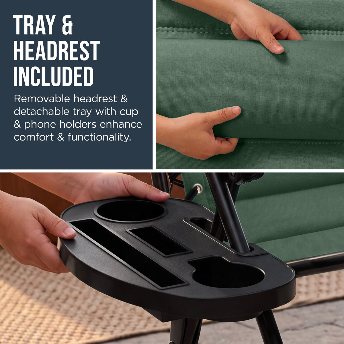 Oversized Padded Zero Gravity Chair w/ Canopy Headrest Cup Holder Side Tray