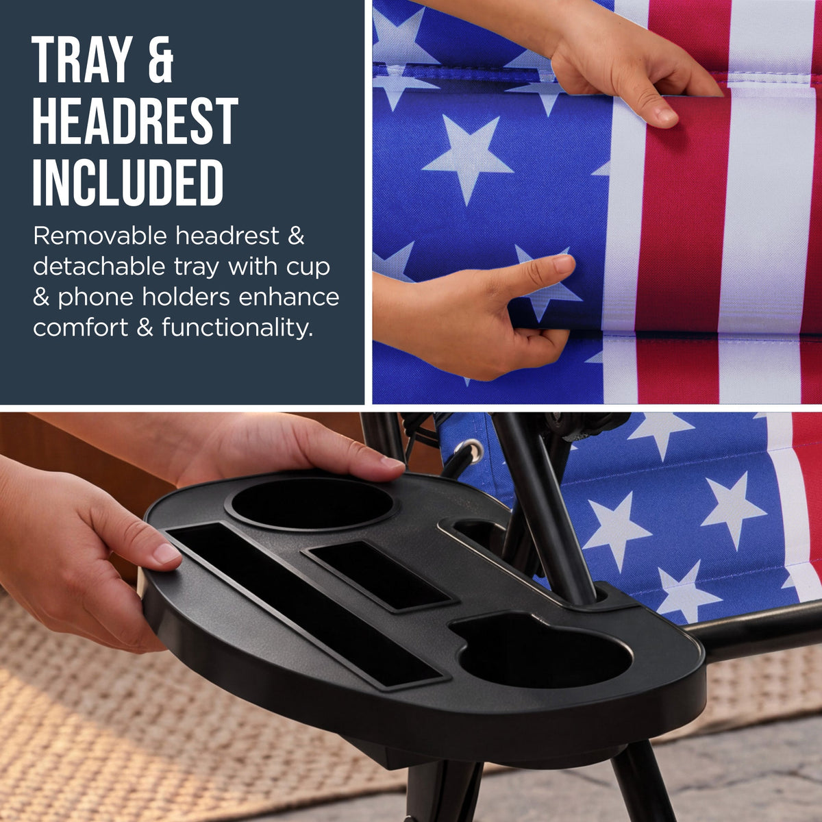 Oversized Padded Zero Gravity Chair w/ Canopy Headrest Cup Holder Side Tray