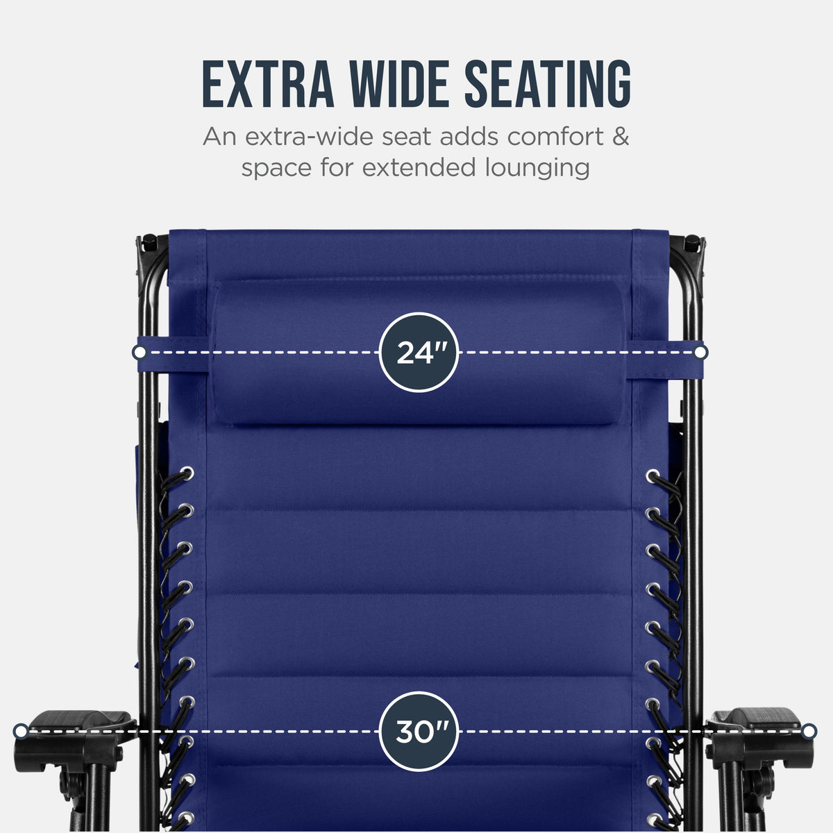 Oversized Padded Zero Gravity Chair w/ Canopy Headrest Cup Holder Side Tray
