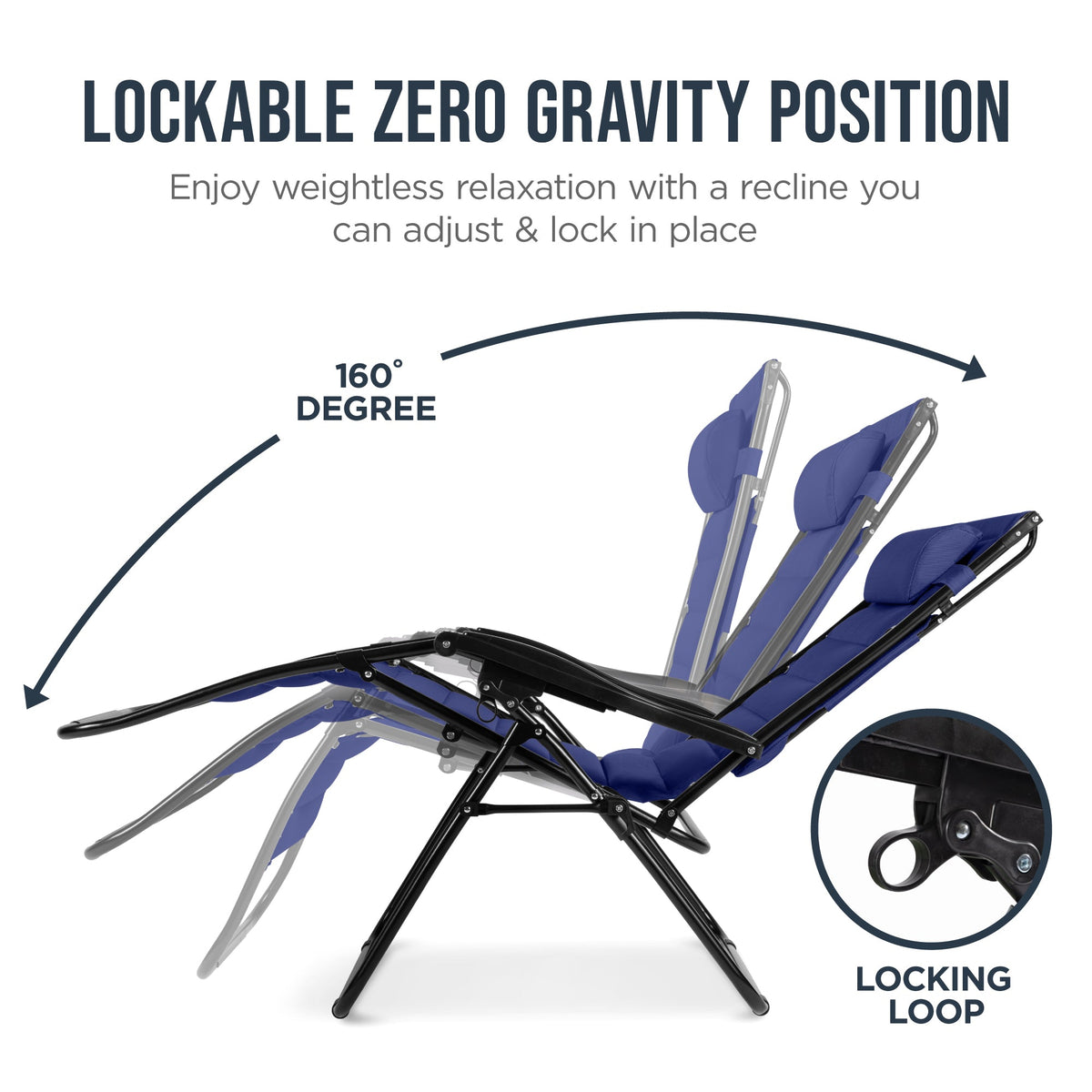 Oversized Padded Zero Gravity Chair w/ Canopy Headrest Cup Holder Side Tray