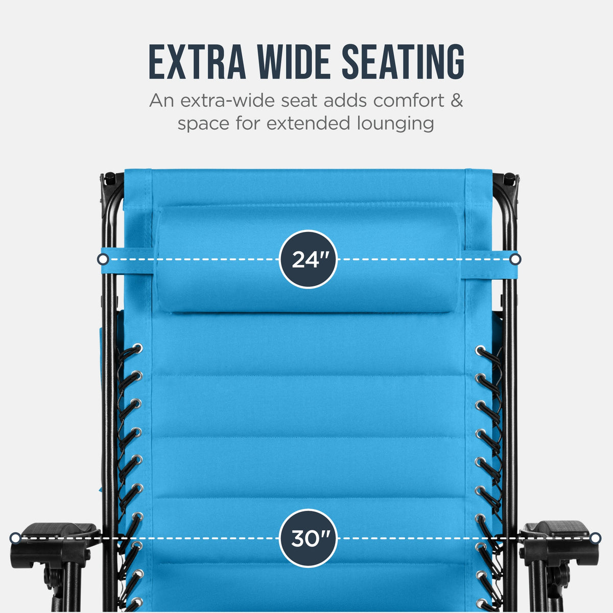 Oversized Padded Zero Gravity Chair w/ Canopy Headrest Cup Holder Side Tray