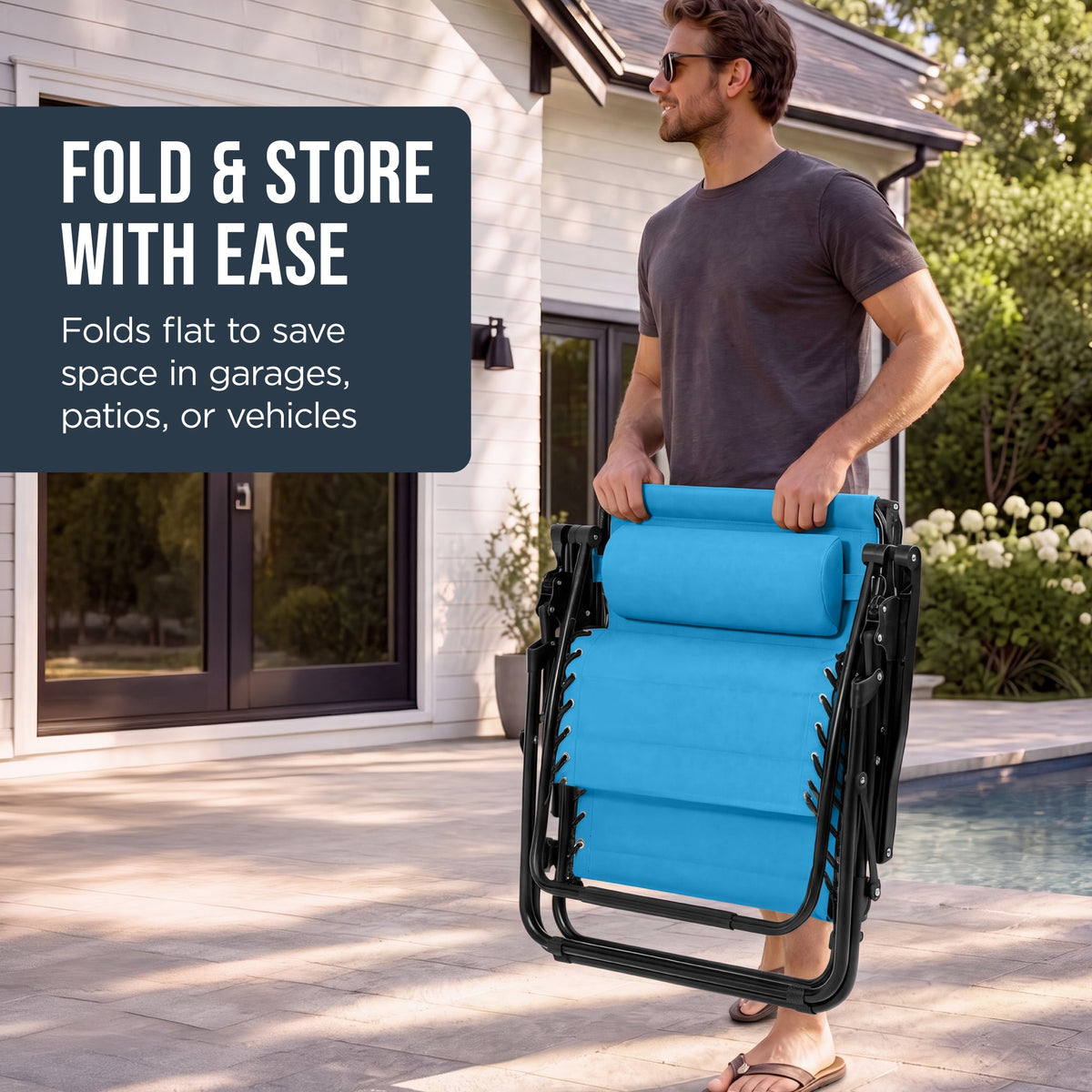 Oversized Padded Zero Gravity Chair w/ Canopy Headrest Cup Holder Side Tray
