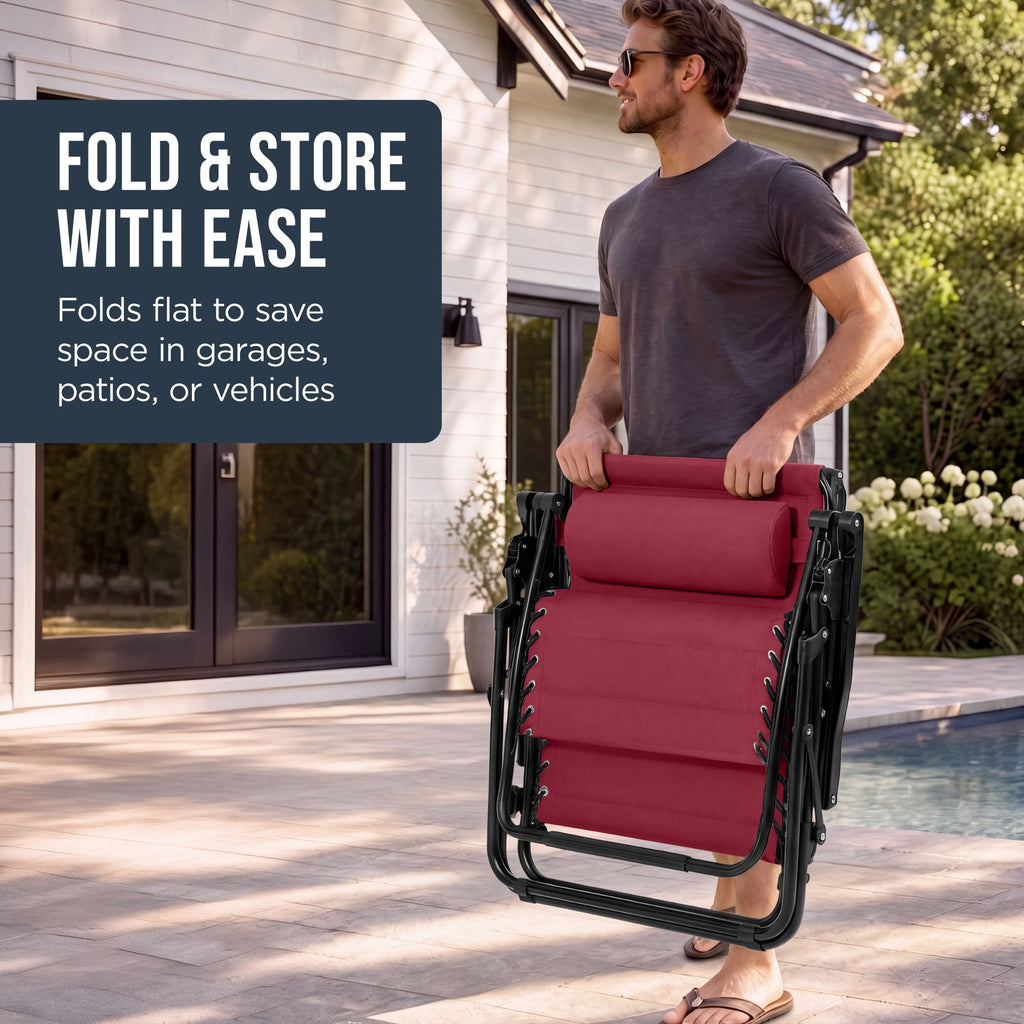 Oversized Padded Zero Gravity Chair w/ Canopy Headrest Cup Holder Side Tray