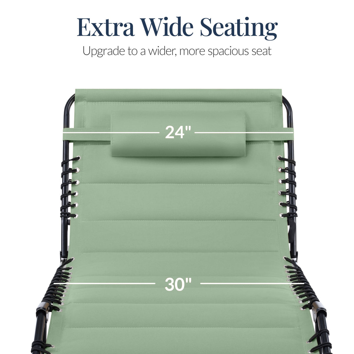 Extra Wide Padded Patio Chaise Lounge Chair, Portable Recliner 8 Positions