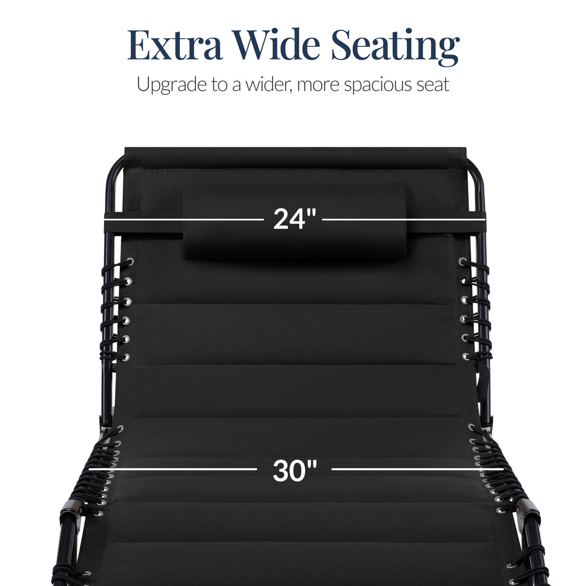 Extra Wide Padded Patio Chaise Lounge Chair, Portable Recliner 8 Positions