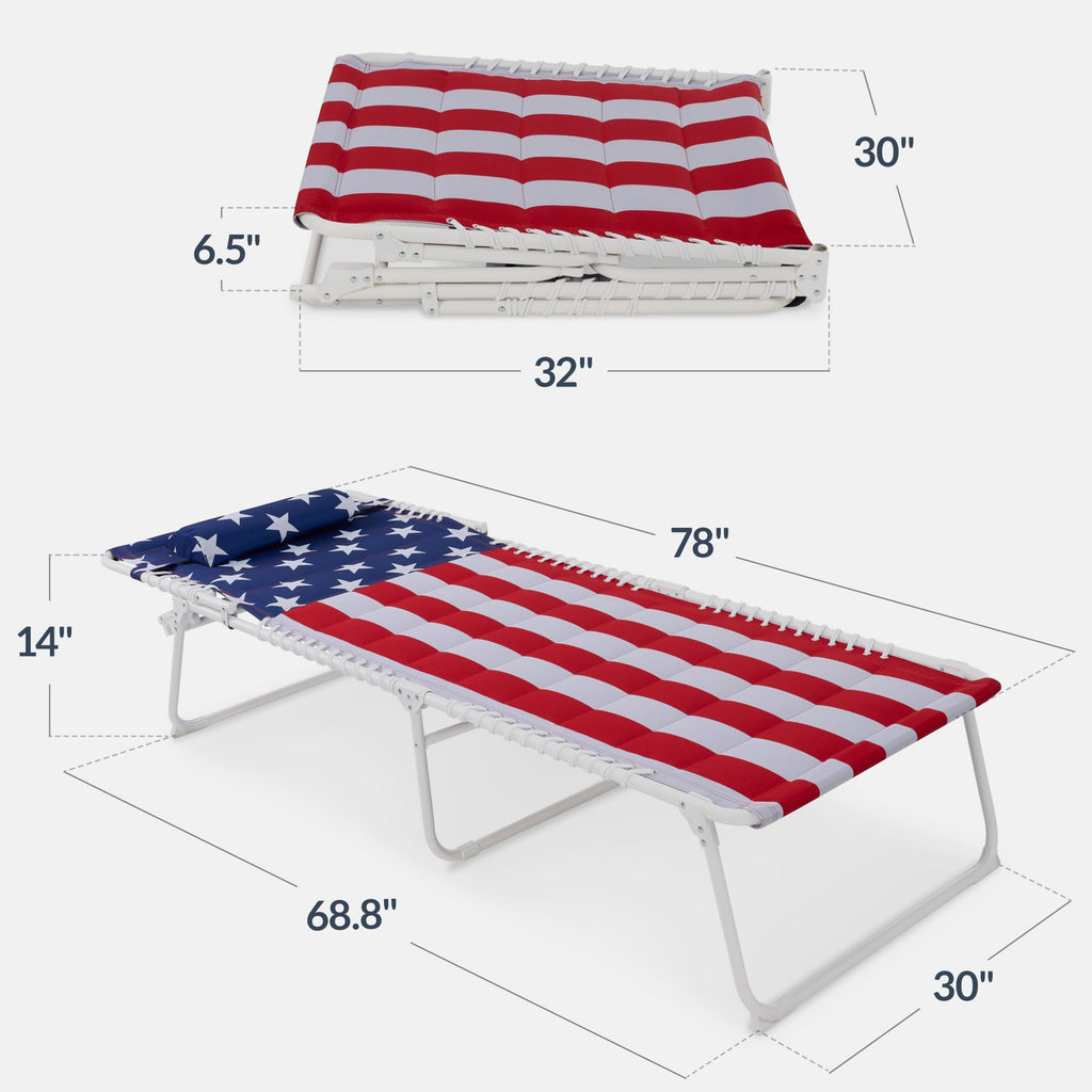 Extra Wide Padded Patio Chaise Lounge Chair, Portable Recliner 8 Positions