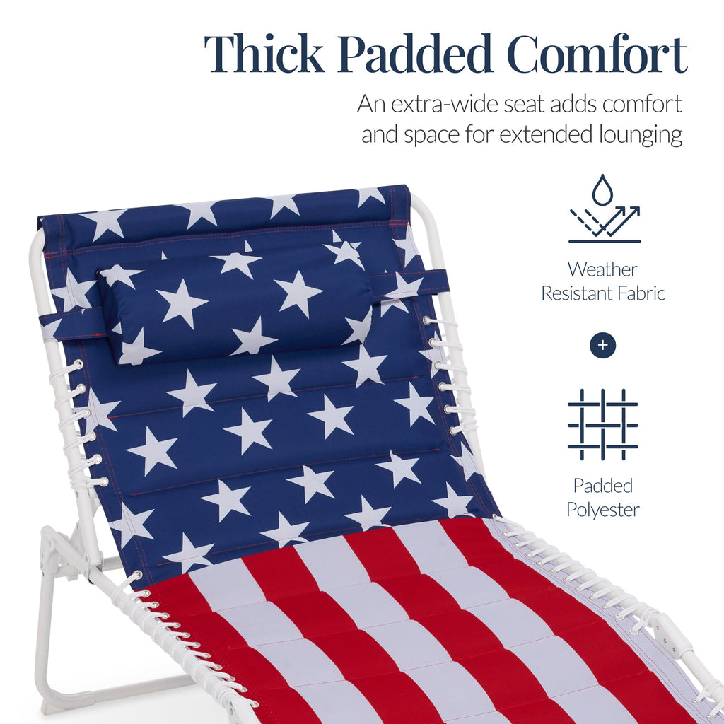 Extra Wide Padded Patio Chaise Lounge Chair, Portable Recliner 8 Positions