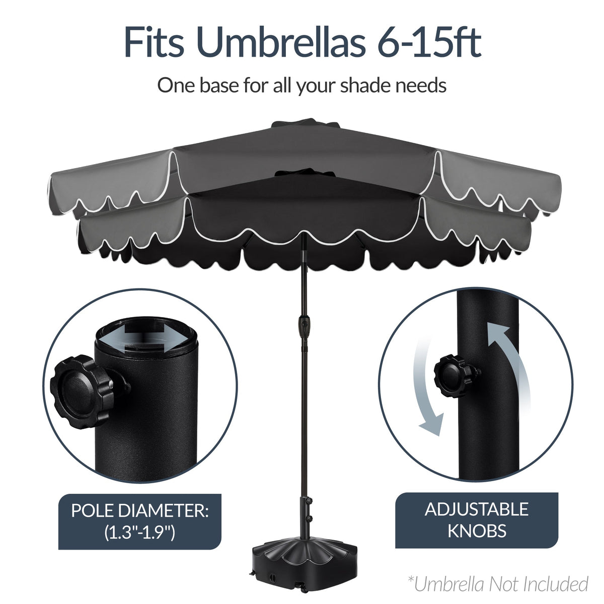 123lb Capacity Fillable Mobile Umbrella Base w/ 4 wheels - Wavy Design