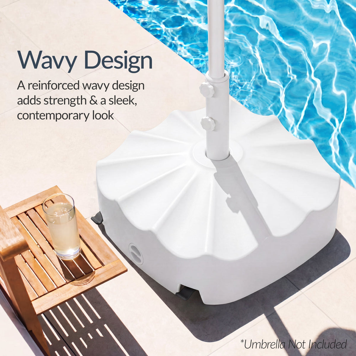123lb Capacity Fillable Mobile Umbrella Base w/ 4 wheels - Wavy Design