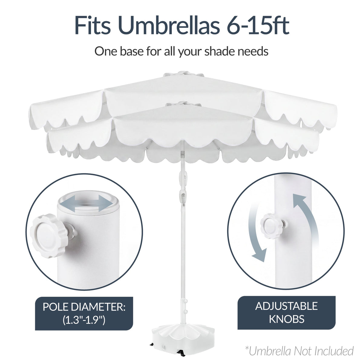 123lb Capacity Fillable Mobile Umbrella Base w/ 4 wheels - Wavy Design