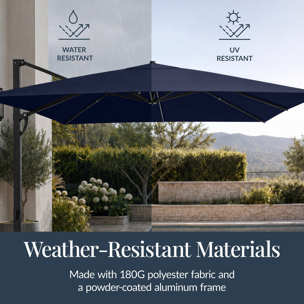 10x10 Cantilever Patio Umbrella, 5 Year No Fade Canopy