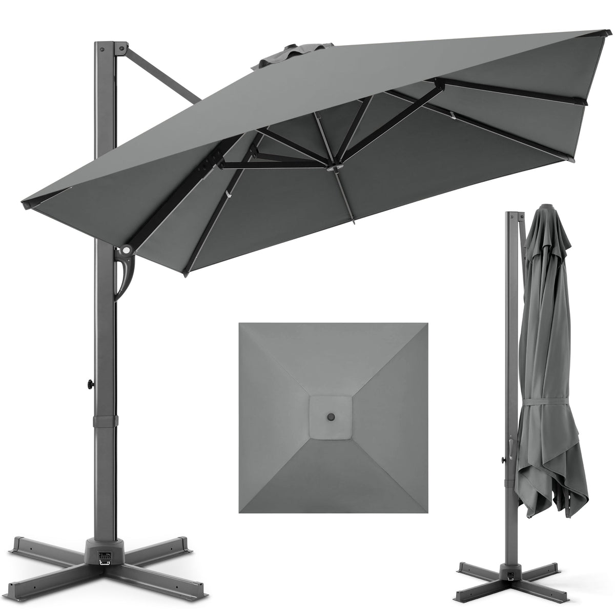 10x10 Cantilever Patio Umbrella, 5 Year No Fade Canopy