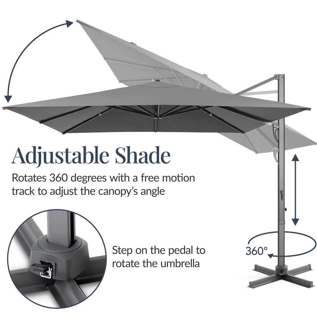 10x10 Cantilever Patio Umbrella, 5 Year No Fade Canopy