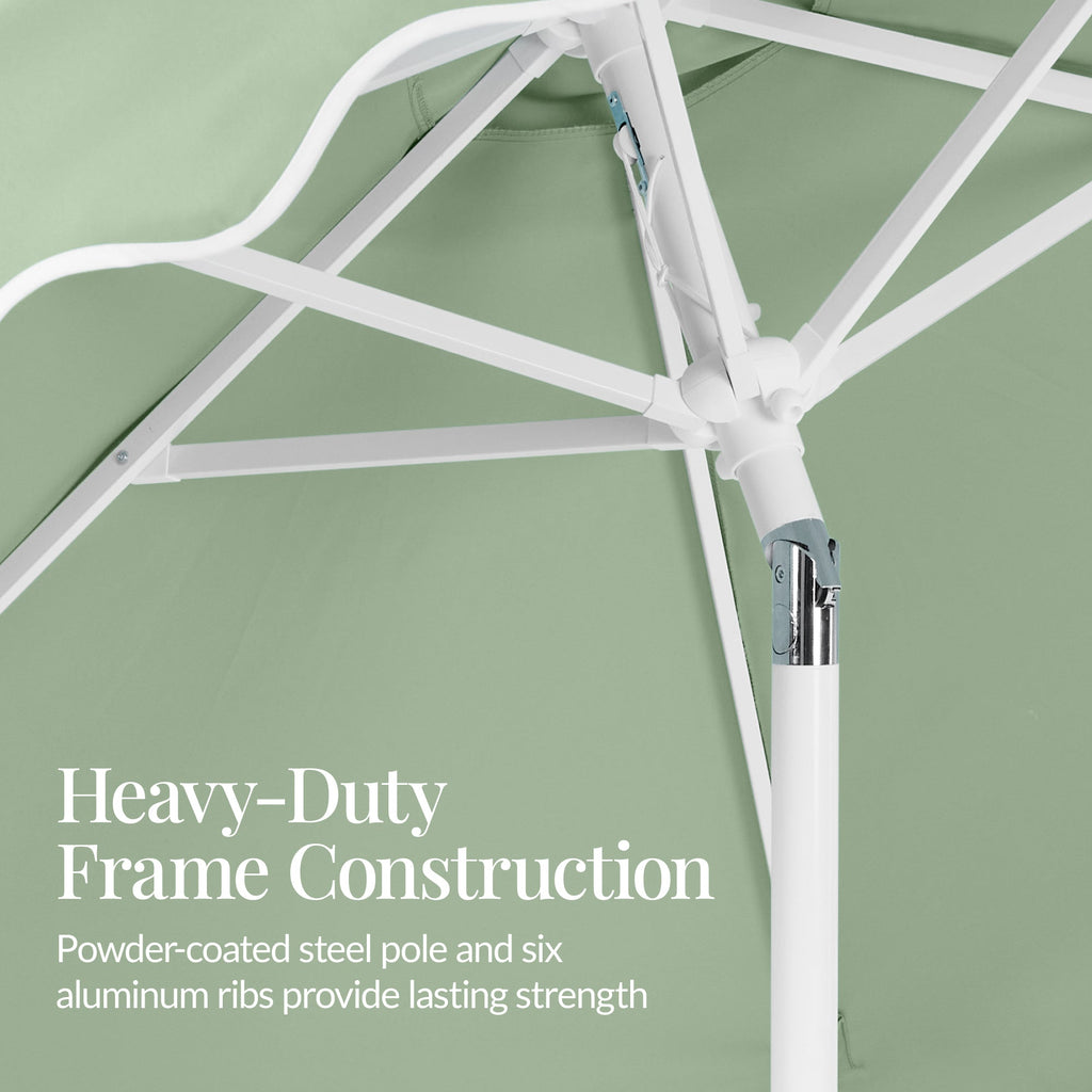 9ft Patio Market Umbrella, Wavy Trim, UV Fade Resistant, Crank & Tilt