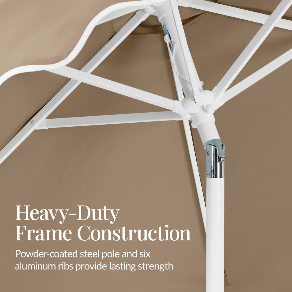 9ft Patio Market Umbrella, Wavy Trim, UV Fade Resistant, Crank & Tilt