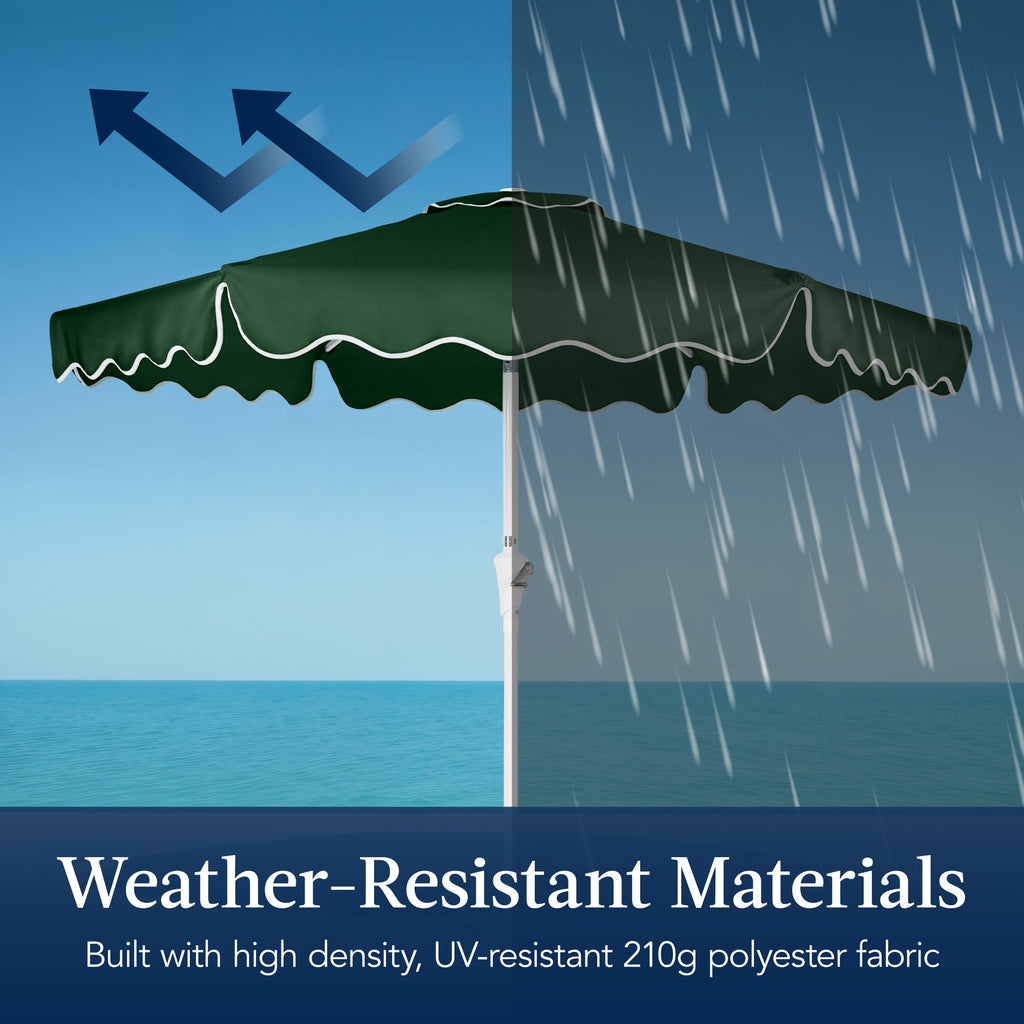9ft Patio Market Umbrella, Wavy Trim, UV Fade Resistant, Crank & Tilt