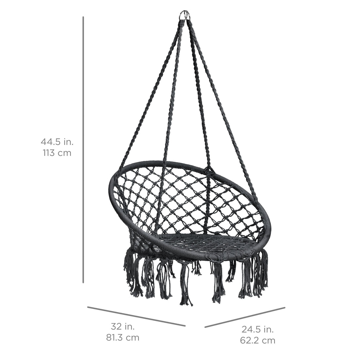 Macrame Hanging Chair Handwoven Cotton Hammock Swing w/ Mounting Hardware