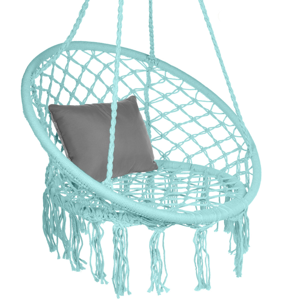 Macrame Hanging Chair Handwoven Cotton Hammock Swing w/ Mounting Hardware