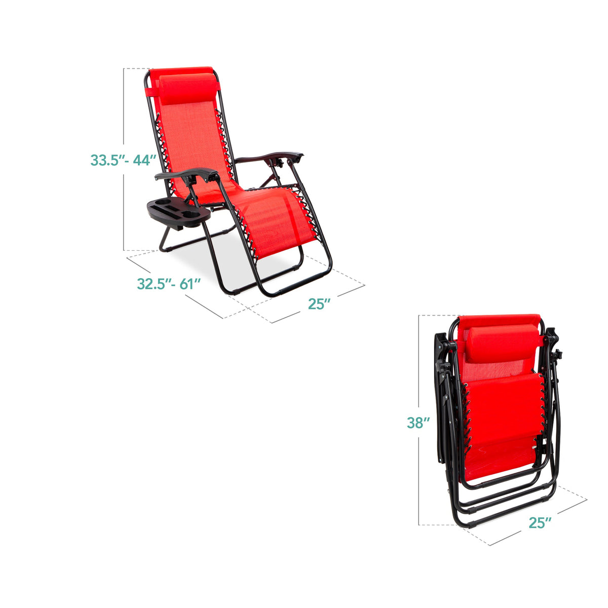 Set of 2 Adjustable Zero Gravity Patio Chair Recliners w/ Cup Holders