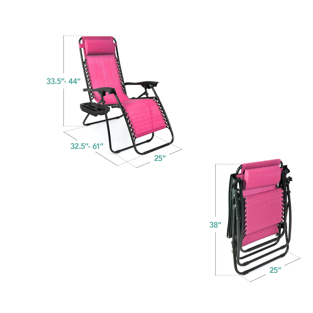 Set of 2 Adjustable Zero Gravity Patio Chair Recliners w/ Cup Holders