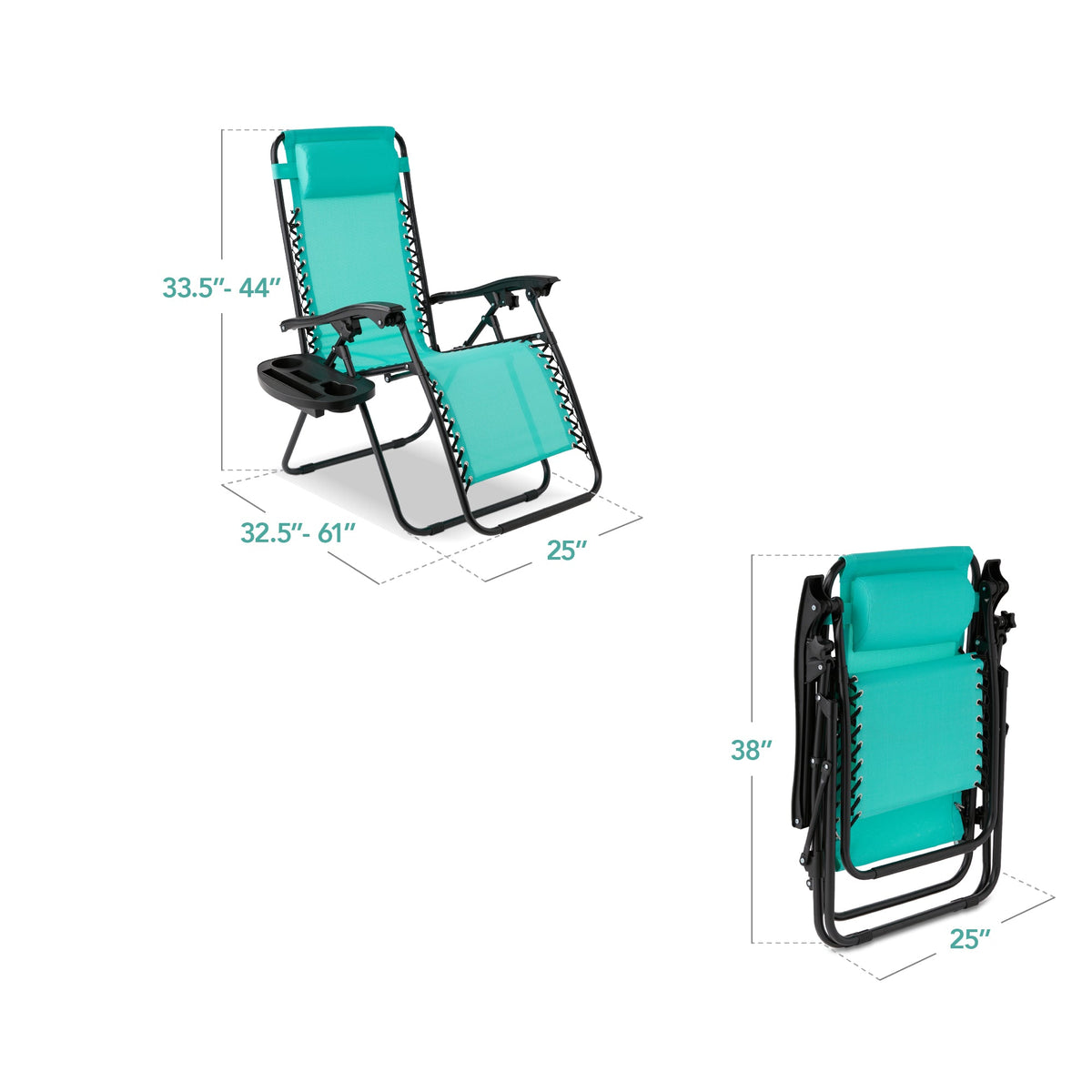 Set of 2 Adjustable Zero Gravity Patio Chair Recliners w/ Cup Holders