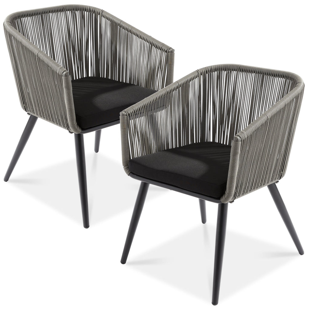 Set of 2 Outdoor Woven Wicker Patio Dining Chairs, 250lb Capacity