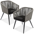Set of 2 Outdoor Woven Wicker Patio Dining Chairs, 250lb Capacity