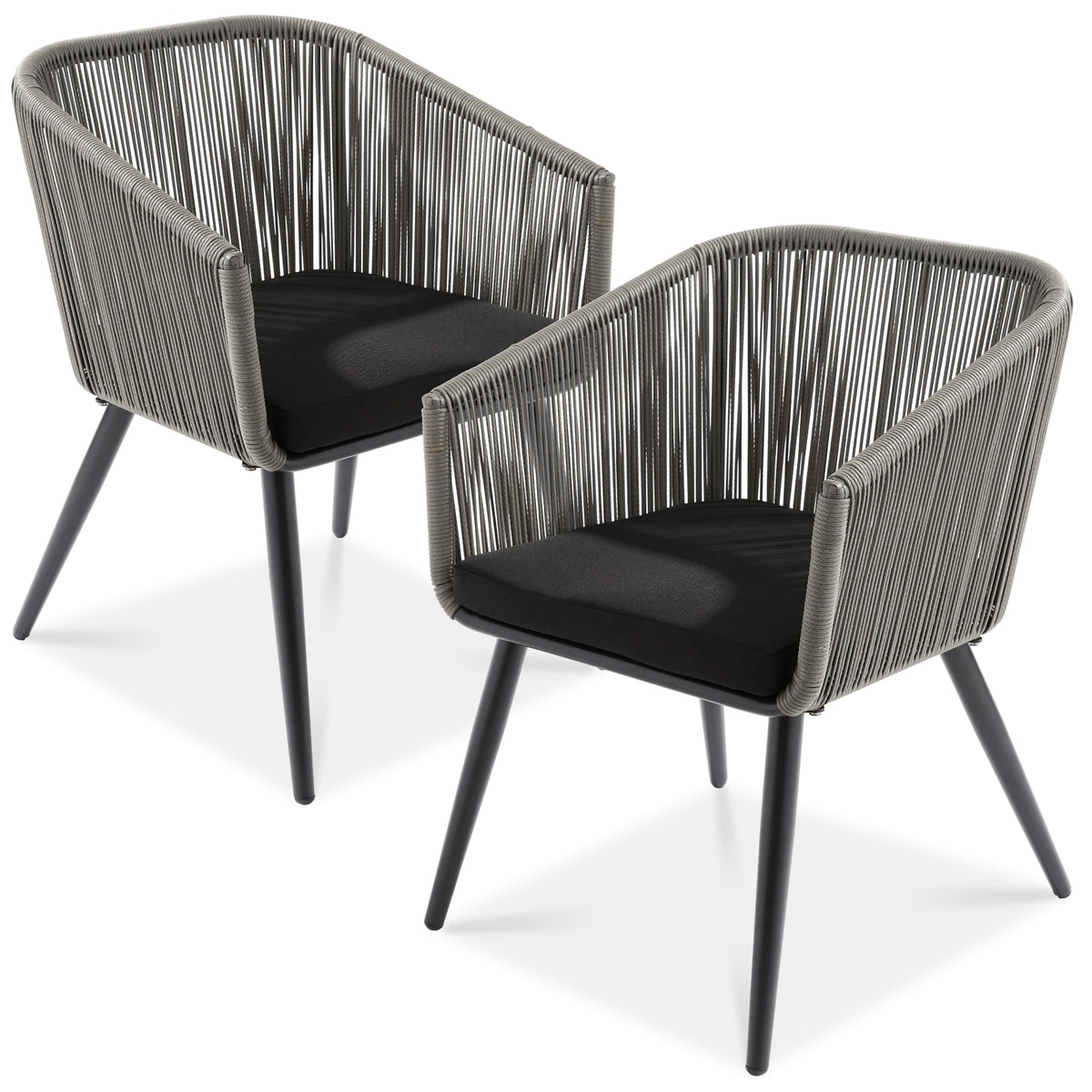 Set of 2 Outdoor Woven Wicker Patio Dining Chairs, 250lb Capacity