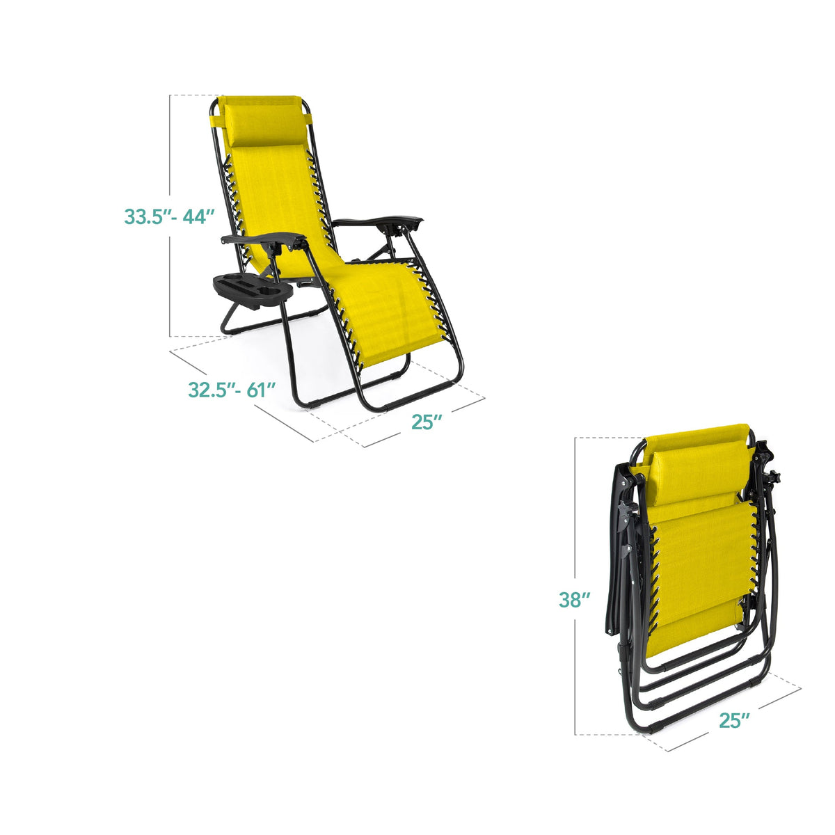 Set of 2 Adjustable Zero Gravity Patio Chair Recliners w/ Cup Holders