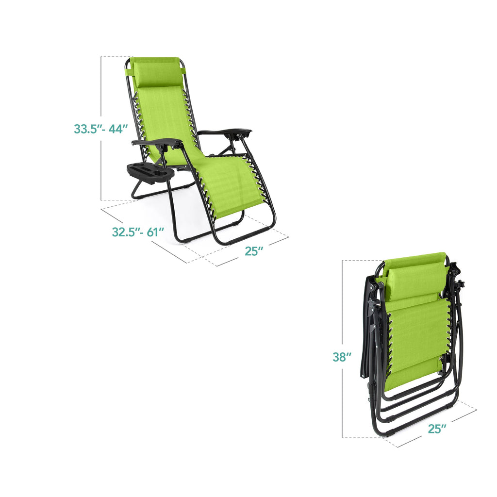 Set of 2 Adjustable Zero Gravity Patio Chair Recliners w/ Cup Holders