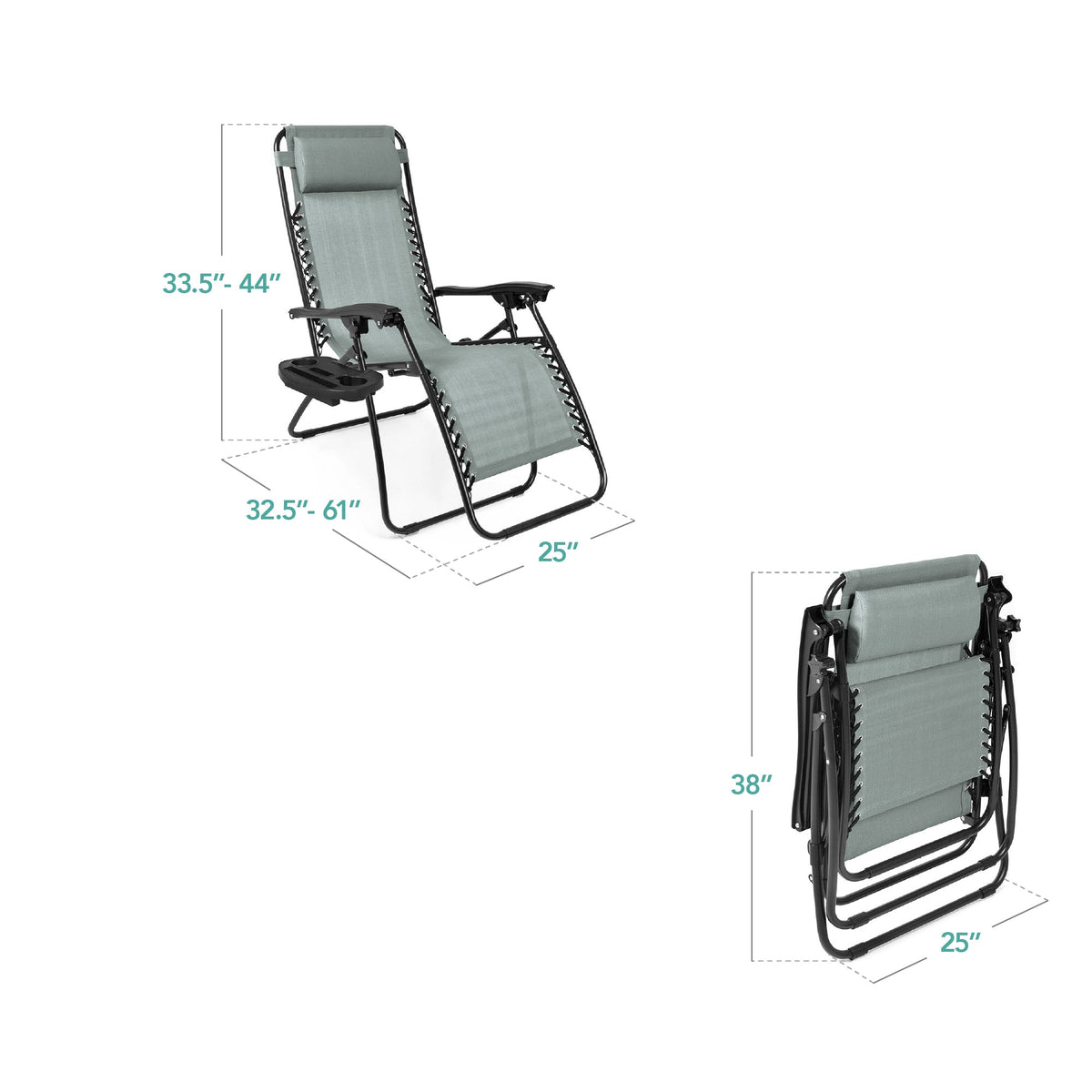 Set of 2 Adjustable Zero Gravity Patio Chair Recliners w/ Cup Holders
