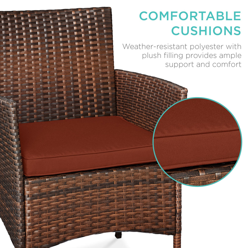 3-Piece Outdoor Patio Wicker Bistro Set w/ Side Storage Table