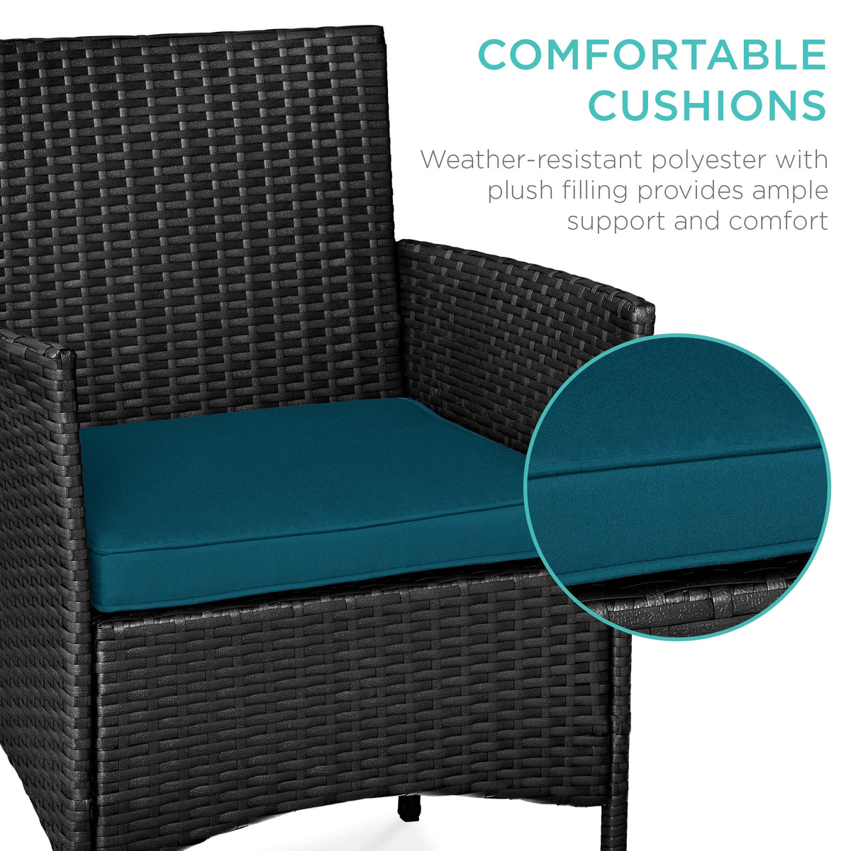 3-Piece Outdoor Patio Wicker Bistro Set w/ Side Storage Table