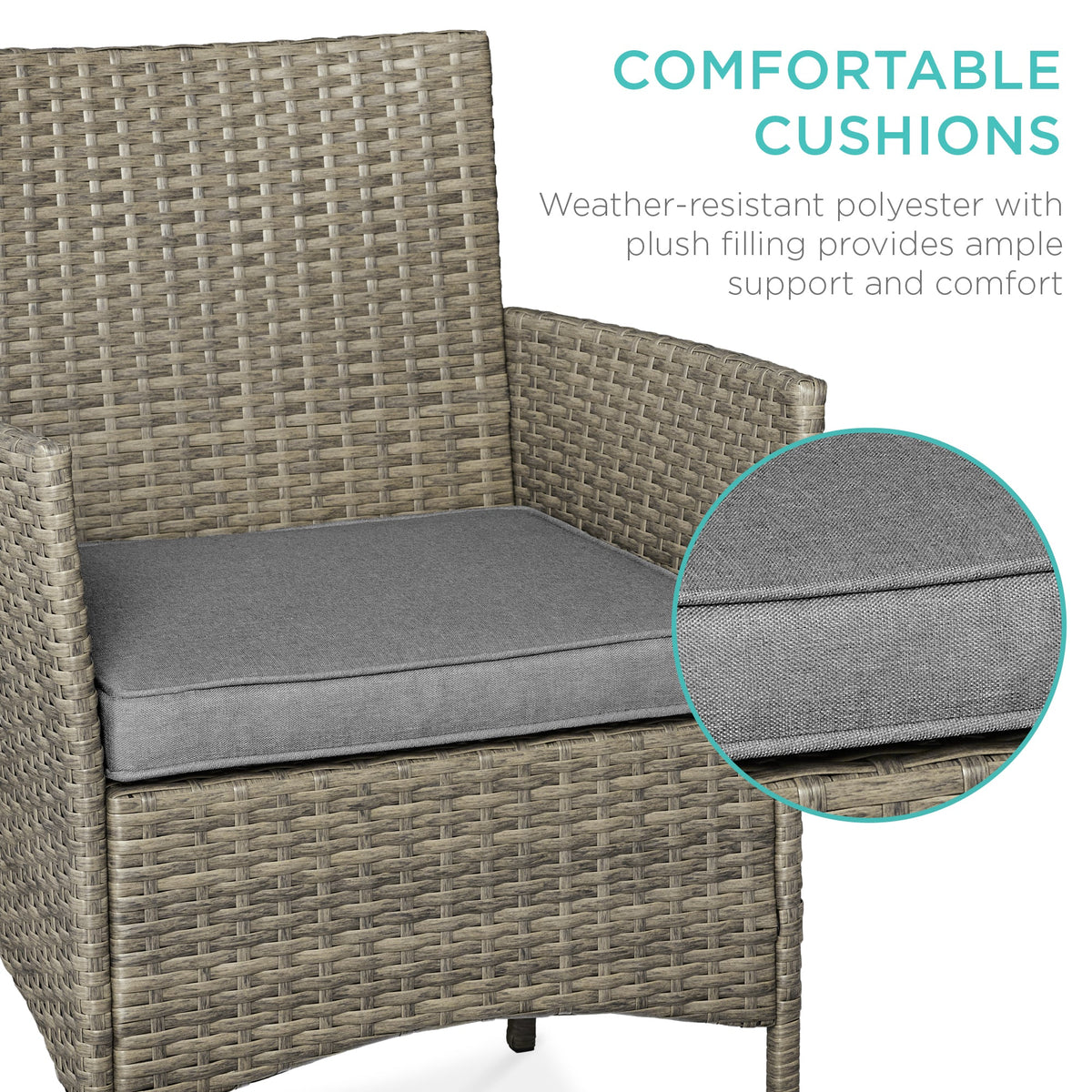 3-Piece Outdoor Patio Wicker Bistro Set w/ Side Storage Table