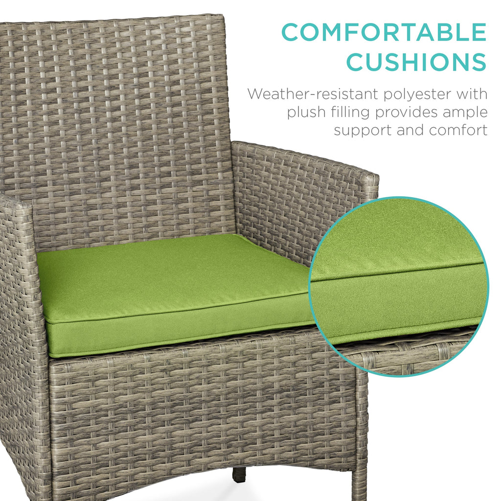 3-Piece Outdoor Patio Wicker Bistro Set w/ Side Storage Table