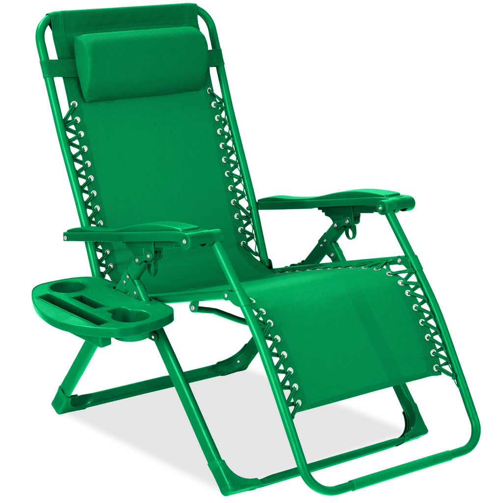 Monochromatic Zero Gravity Patio Chair Recliner w/ Side Tray, Headrest