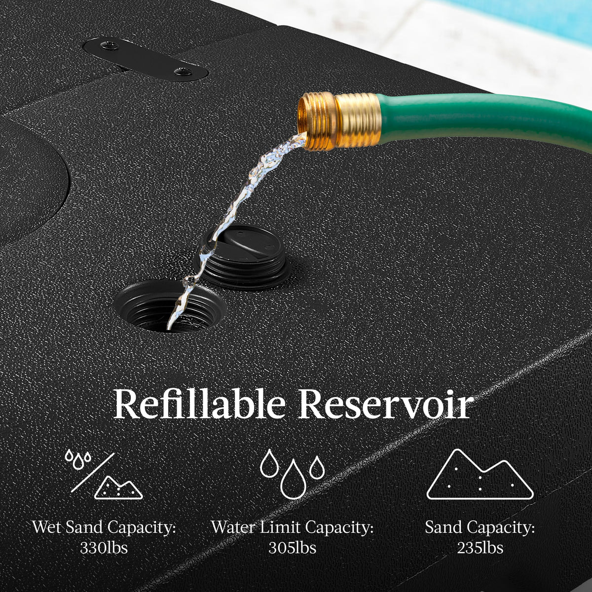 Fillable Heavy-Duty Cantilever Umbrella Base w/ 330lb Capacity