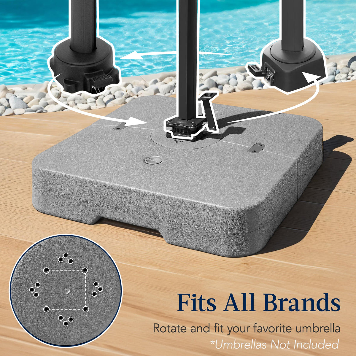 Fillable Heavy-Duty Cantilever Umbrella Base w/ 330lb Capacity