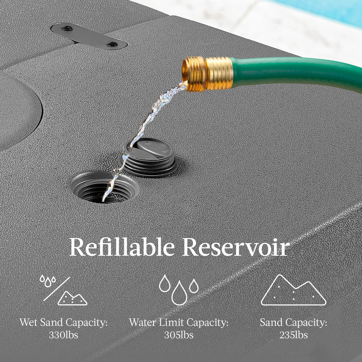 Fillable Heavy-Duty Cantilever Umbrella Base w/ 330lb Capacity