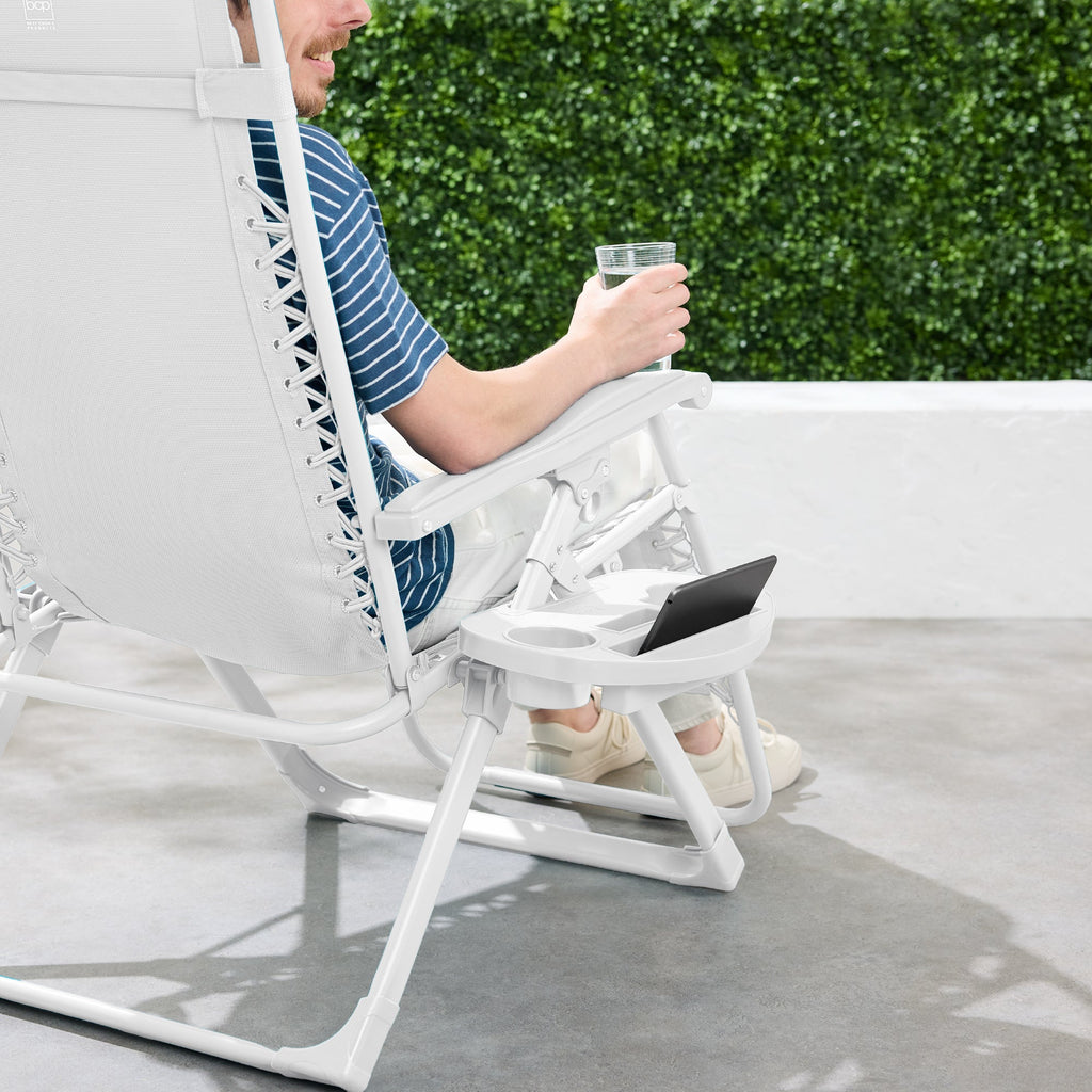 Monochromatic Zero Gravity Patio Chair Recliner w/ Side Tray, Headrest