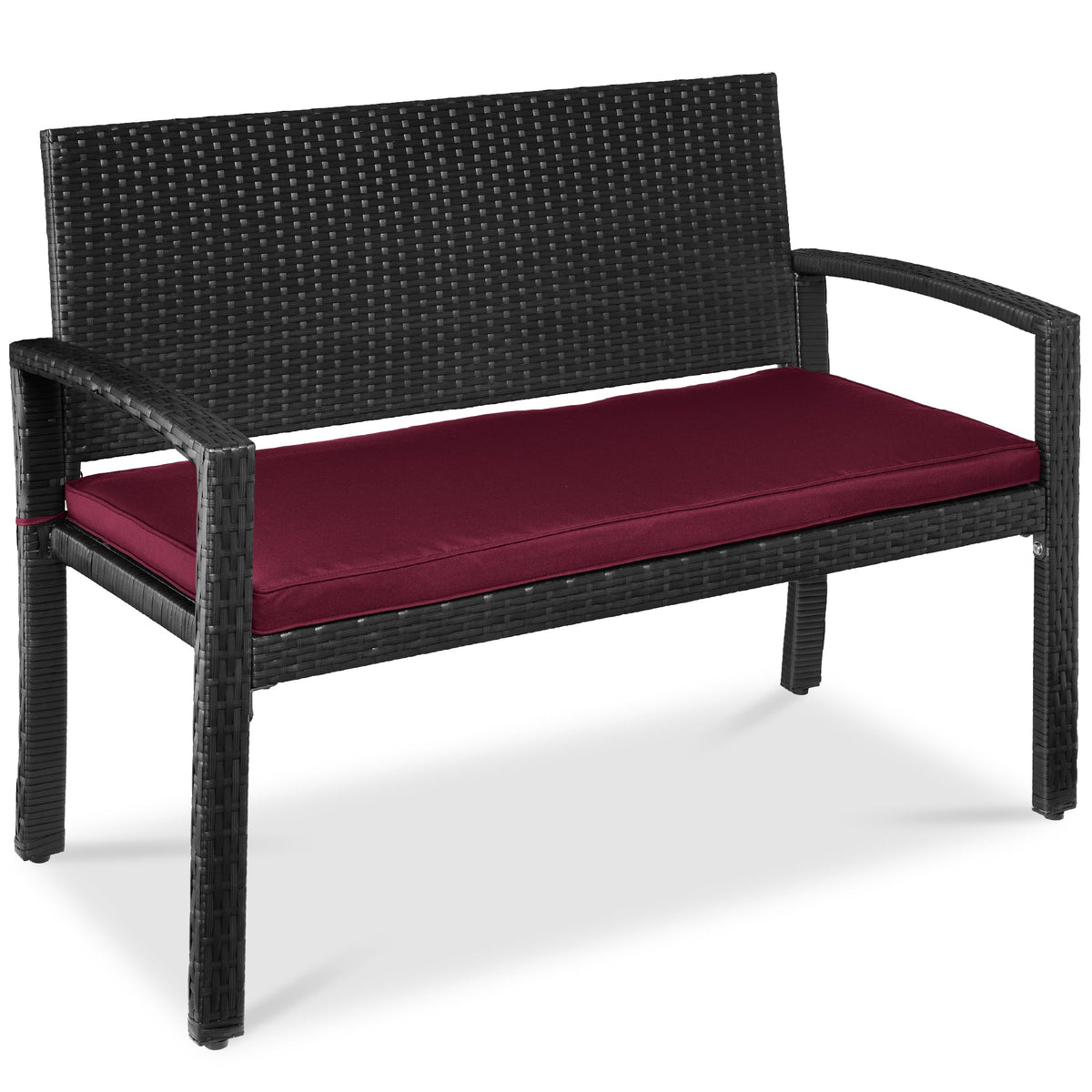 2-Person Wicker Porch Bench for Outdoor, Garden w/ 700lb Capacity - 47in