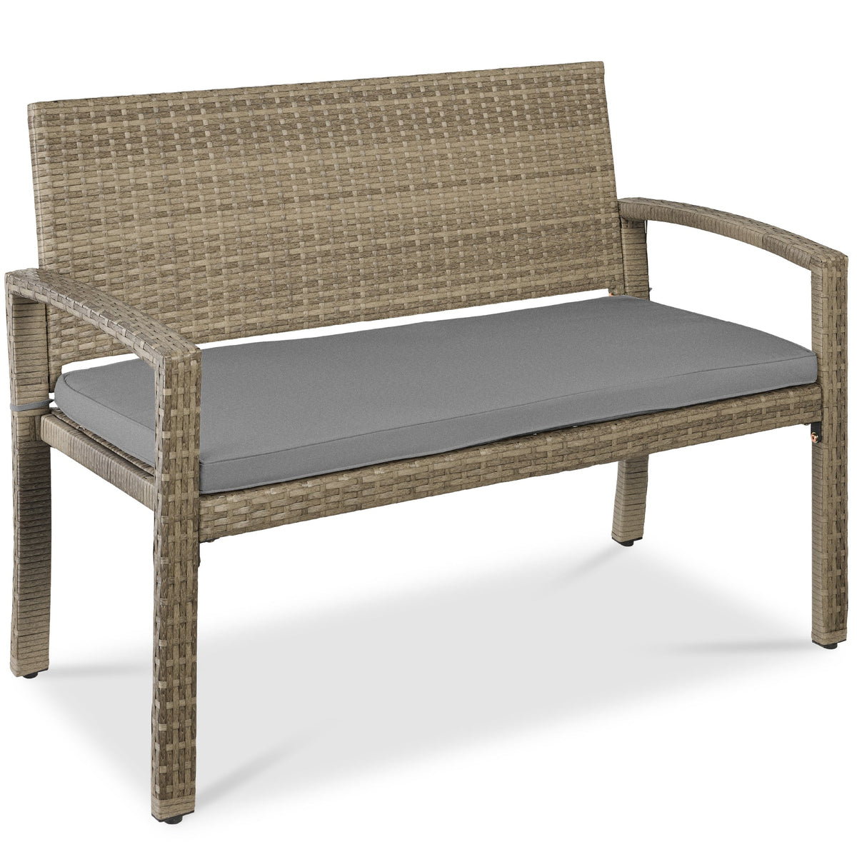 2-Person Wicker Porch Bench for Outdoor, Garden w/ 700lb Capacity - 47in