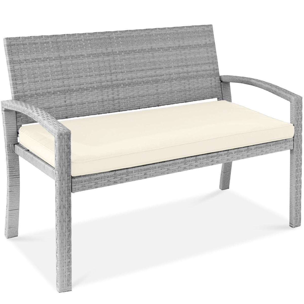 2-Person Wicker Porch Bench for Outdoor, Garden w/ 700lb Capacity - 47in