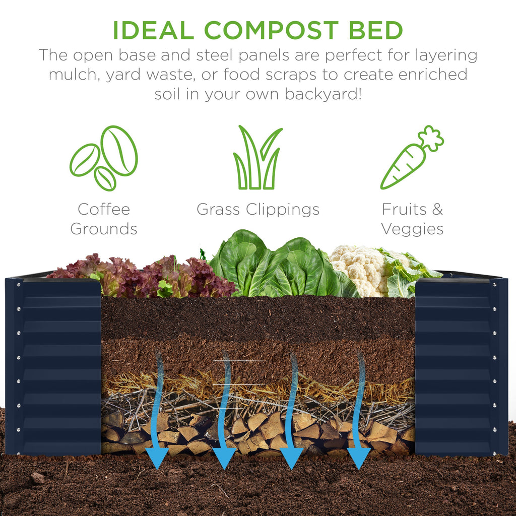 Outdoor Metal Raised Garden Bed for Vegetables, Flowers, Herbs - 6x3x2ft